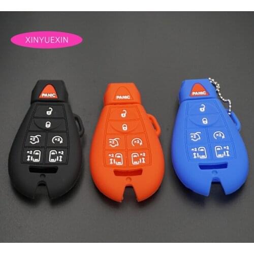 Xinyuexin Silicone Car Key Case Cover for Chrysler Town Country for Jeep Commander Dodge Grand Caravan 7 Buttons Key Car Styling