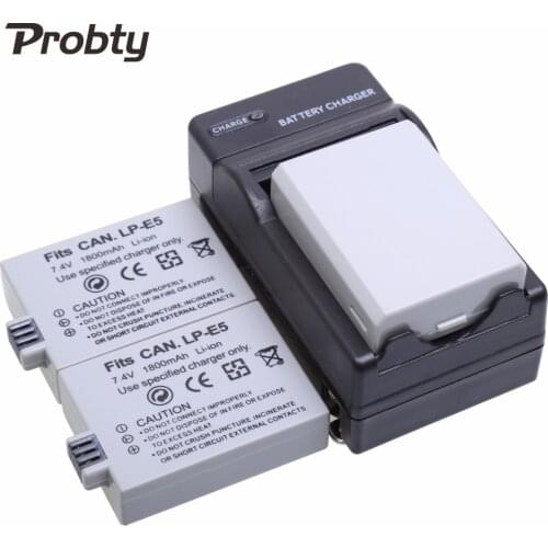 Probty LP E5 LP-E5 LPE5 3pcs Batteries + Charger for Canon EOS 450D 500D 1000D Kiss F X2 X3 Rebel XS XSi T1i Digital Camera