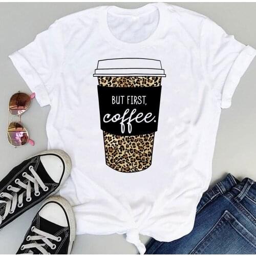 Women Cartoon Coffee Love Casual 90s Trend Short Sleeve Graphic Summer Fashion Print Female Clothes Tops Tees Tshirt T-Shirt