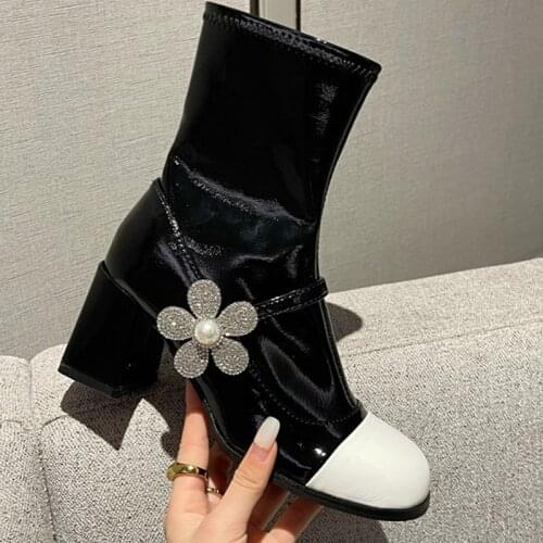 Autumn Winter Ladies Modern Boots Female Fashion 2021 Round Toe Square Heel Zipper Shoes New Mixed Color Women Ankle Short Boots