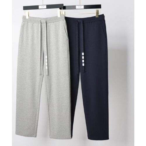 2021 Fashion Brand TB THOM Sweatpants Men Cotton Casual Sports Trousers Ankle-Length Pants Spring Autumn Jogger Track Pants