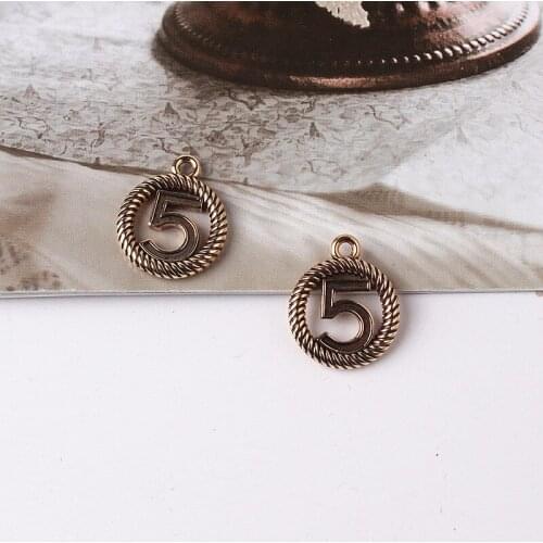 5PCS Zipper Pendant Head DIY Alloy Jewelry Accessories Retro Alloy 5 Word Round Pendant Headwear