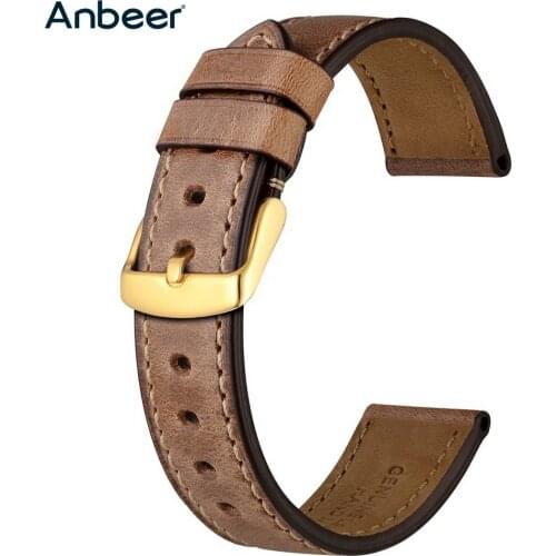 Anbeer Watchband 18mm 19mm 20mm 21mm 22mm 23mm 24mm Vintage Leather Watch Strap Men Lady Wristband Beacelet