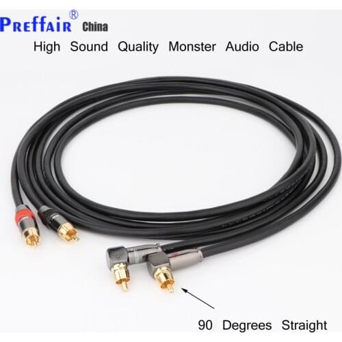 High Sound Quality Monster HIFI Fever Audio Cable Gold Plated RCA Plug Signal Line 90 Degrees Straight