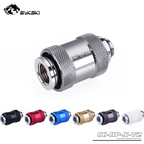 Bykski Hand Push Valve Switch G1/4 Thread Male to Famale Flat Push Type Water Stop Valve Metal Switch Cooling System Fitting