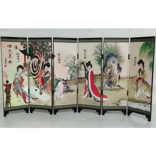 Four beautiful pictures of small screens, antique lacquer screen decorations, traditional Chinese handmade crafts