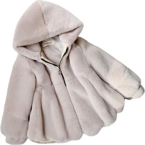 2-8Y Kids Faux Fur coats for girls elegant girl winter fur jackets thick warm parka princess fur coats baby kids faux fur coat
