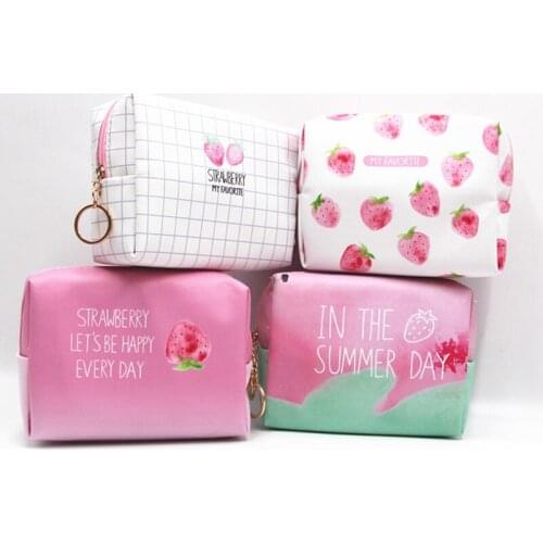 Designer Strawburry Pattern Women Wallet Coins Purse Mini Cute Clutches Nylon Material Waterproof Ladies Coin Key Collections