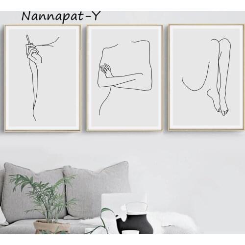 Geometric Curve Body Wall Art Canvas Painting Nordic Posters And Prints Canvas Art Abstract Wall Pictures For Bedroom Home Decor