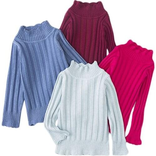 Boys Girls Cotton Sweaters Knitted Striped Pullovers Turtleneck Sweaters For Children 2020 New Winter Outwear 12M-10Y GW116