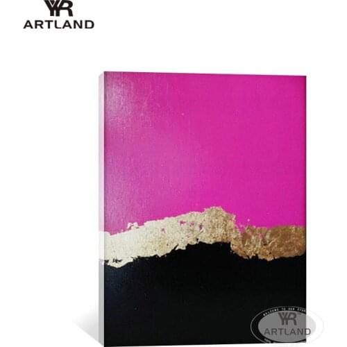 Unique gift rose red with gold Hand-painted abstract oil painting on canvas pictures for home design for living room bedroom