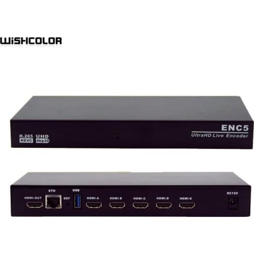 Wishcolor ENC5 UltraHD Live Encoder Live Streaming Encoder 5-Way 4K Video Encoder HDMI H.265 HEVC UHD 4KP30