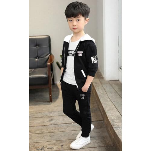 Childrens Clothing Boys Spring and Autumn Suits New Sports Sweaters+shirt|+pant Three Sport Sets 4-12 Ages