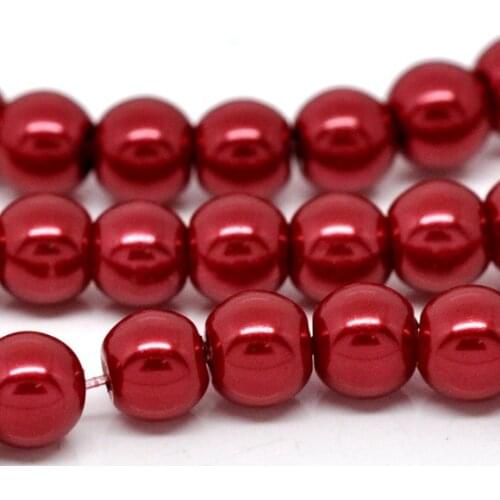 Glass Loose Beads Round Red Color About 8mm Dia,Hole: Approx 1mm,82cm(32 2/8")long,1 Strand(Approx 110 PCs/Strand) new