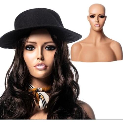 African American Female Mannequin Head With Shoulders For Wig Display Realistic Mannequin Head With Shoulders For Display B062