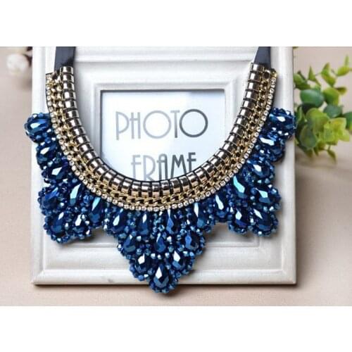 Fashion new 2015 ethnic flower shape crystal chocker necklace beads necklaces & pendants ethnic necklace wedding jewelry women