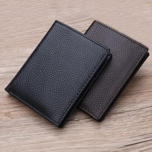 1PC Men Business Cash ID Card Holder Cover Bag Drivers license Case Solid Color Coin Purse First Layer Cowhide Vertical Wallet