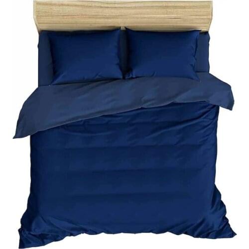 Scrub 100 Cotton Double Bed Duvet Cover Set Navy Blue 130462541
