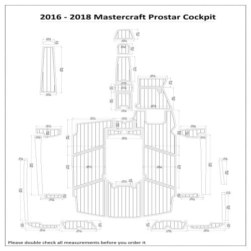 2016 - 2018 Mastercraft Prostar Cockpit Pad Boat EVA Teak Decking 1/4" 6mm