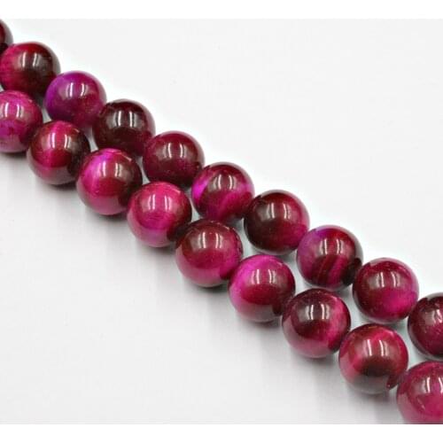 Natural Magenta Tiger Eye Round Stone Beads Wholesale Loose Beads for Jewelry Making Accessories 4-12mm DIY 15"
