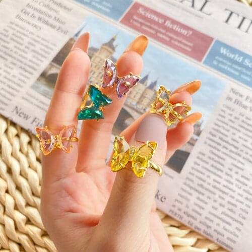 FNIO 2021 New Butterfly Ring Purple Fashion Popular Temperament Sweet Romantic Female Jewelry Girl Wedding Gift