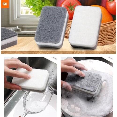 New 5pcs xiaomi double-side sponge Thickened dishwashing wipe scouring pad cleaning brush nano cotton pot brush kitchen sponge