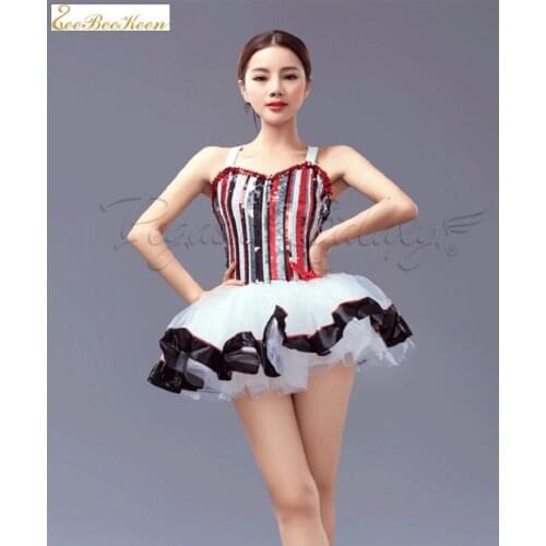 New Ballet Tutu Gymnastic Leotard Children Tutu Dance Dress Women Striped Sequins Stage Costumes Adults Classical Dancewear