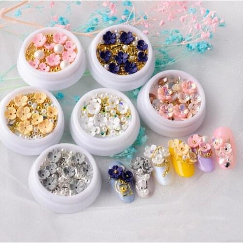 Shell 3D Flower Nail Art Bead Rhinestone Sequins DIY Manicure Decoration Accessories For Jewelry