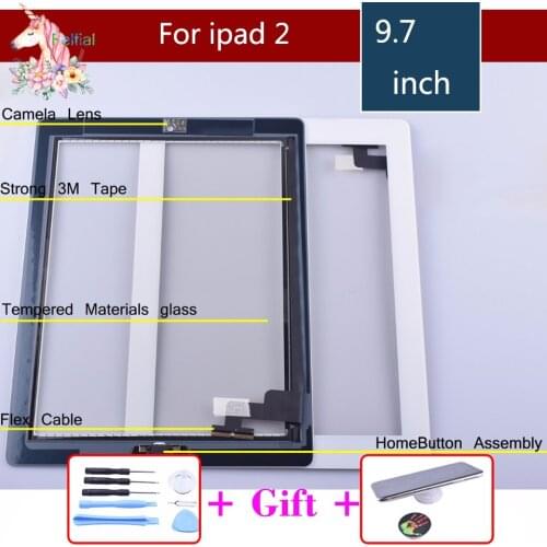 Original Touch Screen for iPad 2 A1395 A1396 A1397 Digitizer Sensor Glass Replacement with Adhesive for iPad 2 Touch Screen