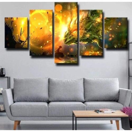 5 Piece Wall Art Canvas Posters Anime Manga Dragon Image Pictures Prints Home Living Decor Modern Bedroom Decoration Paintings