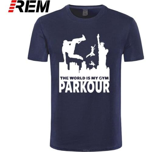 REM New City Parkour T Shirt Mens Clothing Brand Hip Hop Cool Cotton Short sleeves Streetwear Mens Sportswear T-shirts