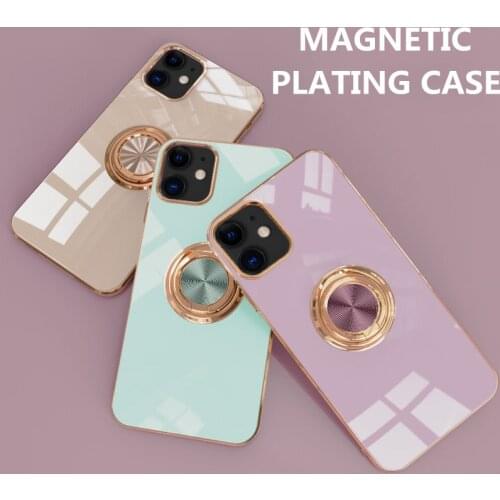 Magnetic Bracket Plating Case For iPhone 12 12Mini 11 Pro MAX XS XR X XSMAX 7 8 Plus SE2020 Luxury Fashion Soft Silicon Cover