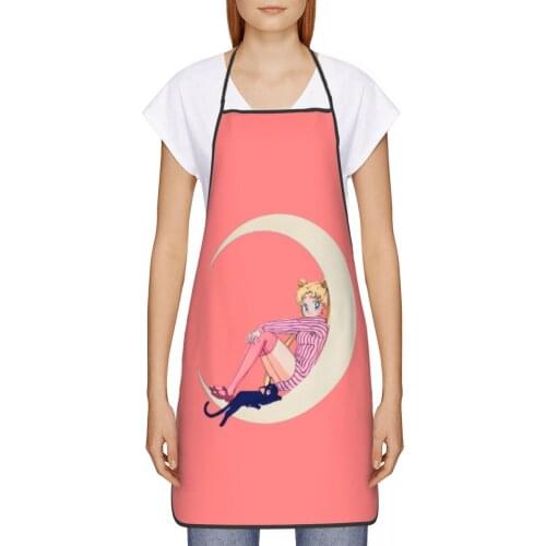 Pink Sailor Princess (2) Kitchen oil resistant wreath Anime Manga Chibi kitchen aprons women Man For school 72*52cm