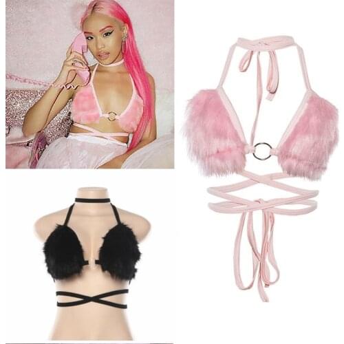 Sexy Women Short Crop Top Backless Fleece Choker Bandage Sleeveless Vest Halter Tank Tops Summer Cami