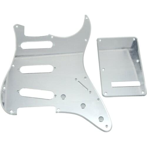11 Holes Silver Mirror ST SSS Electric Guitar Pickguard & Back Plate & Screws for Mexico/USA Modern Strat Guitar Accessories