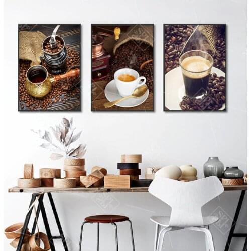 Nordic Coffee Themed Photography Canvas Painting Modern Wall Art Picture for Kitchen Room Decoration Posters and Prints No Frame