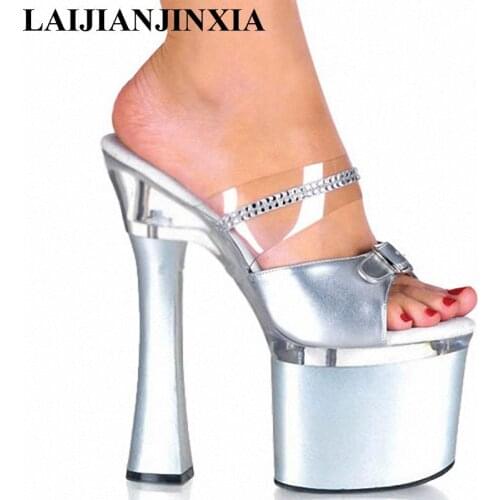 LAIJIANJINXIA 18 CM High Heels Slippers Club Night Shoes Sexy Pole Dancing Shoes Platform Womens Shoes Dance Shoes F-027