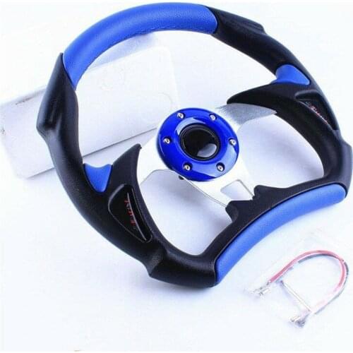 Universal 13 inch Racing Car Steering Wheel Stitching Sport F1 JDM PU Leather blue