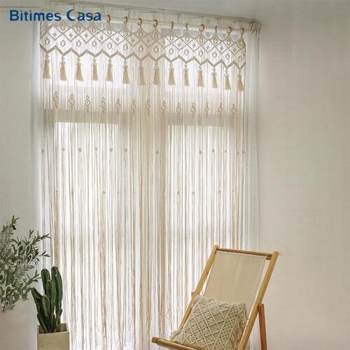 Macrame Windows Door Curtain Bohemia Style For Living Room Line Curtain Wedding Decoration Home Decoration Hand-made Pure Cotton