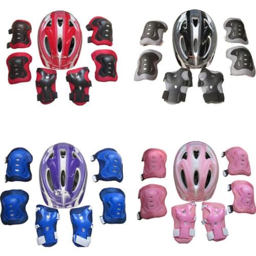 2021 New Roller Skating Protective Gear 7PCS Toddler Girls Boys Protect Helmet Knee Elbow Wrist Pad Sets for Cycling Skate Bike