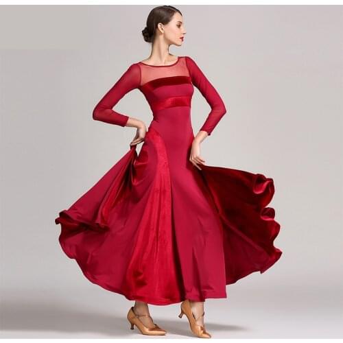 Red standard ballroom dress women waltz dress fringe Dance wear ballroom dance dress modern dance costumes flamenco dress
