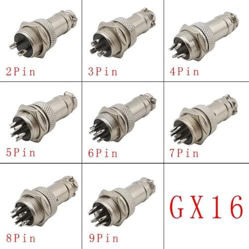 1Set GX16 2/3/4/5/6/7/8 Pin Male & Female Circular Aviation Connector GX16 Socket Plug 16mm L70-78 Wire Panel Metal Connectors