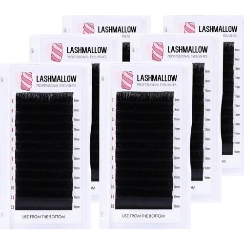 12 Lines Professional Eyelash Extensions 1 Pair Lightweight Super Soft Korea PBT Fiber Mix Length 8-16mm Matte Black Eyelashes