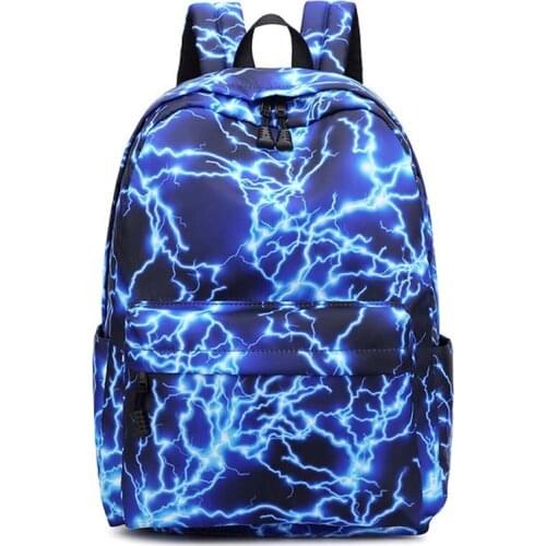 15.6Inch Starry Lightning Stylish Backpack Travel Rucksack School Bags for Teenager Girls Boys Students Outdoor Hiking Camping W