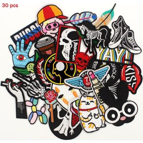 30pcs/lot New Designs Fashion Arts Clothes Patches Embroidery Badge iron on Sewing DIY for Girls Clothes Applique