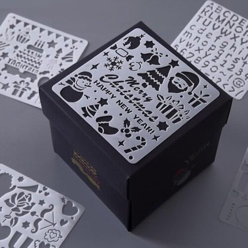 5pc Christmas Graffiti Stencils Painting Template DIY Scrapbooking Album Decor Bullet Journal Office School Supplies Reusable