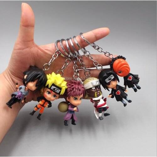 New 60PCS Naruto Sasuke ITACHI 3” 7CM Keychain Keyrings Pendant Action Figures Anime PVC Action Figure