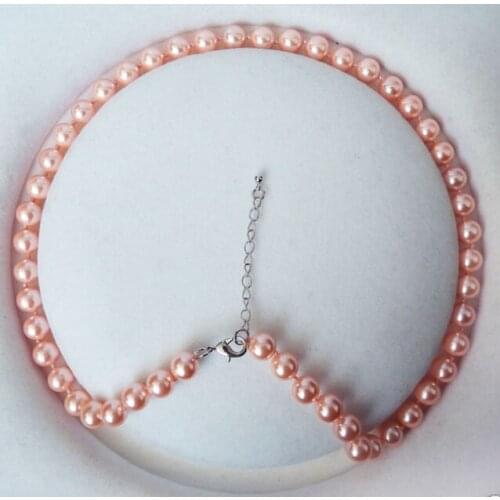 8mm Genuine Dark Pink South Sea Shell Pearl Round Necklace Factory Wholesale 18inch real Women Fine for lady jewelry