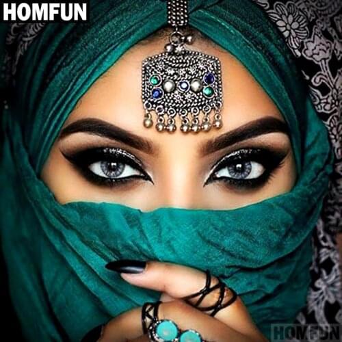 HOMFUN Full Square/Round Drill 5D DIY Diamond Painting "Masked beauty " 3D Embroidery Cross Stitch 5D Decor Gift A00719