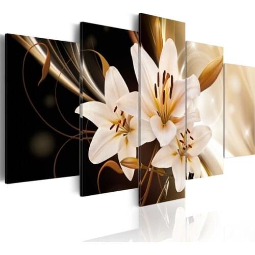Diamond Diy Painting White Flower Full Round Drill 5D 5 Pcs Cross Stitch Home Decor Wall Art Craft Embroidery Modern Pictures